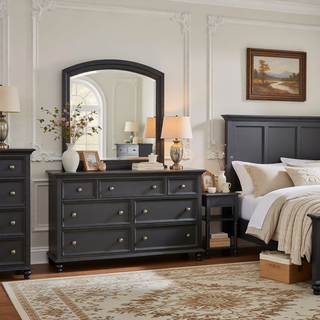Sunvega Gray Modern Nightstand with Full Extension Drawers and Felt-Lined Top