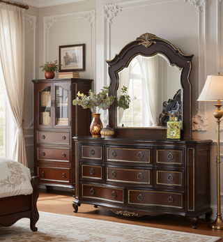 Sunvega Cherry Nightstand with Carved Bun Feet and Velvet Lined Drawer