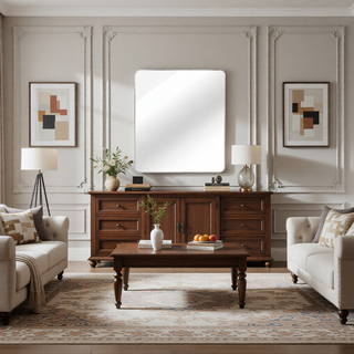 Sunvega Gold 30x36 Inches Large Rectangular Bathroom Wall Mirror Shatterproof