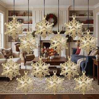 Sunvega Weathered Finish Iron Snowflake Hanging Ball Ornaments for Holiday Decor