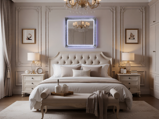 Sunvega Modern White LED Nightstand With Sleek High Gloss Finish