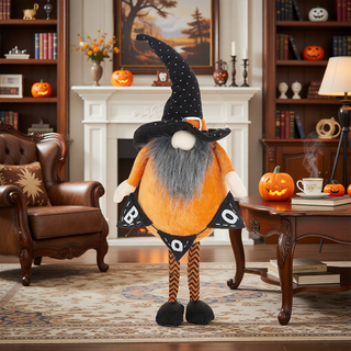 Sunvega Handcrafted 4.3x4x26.8 Inch Fabric Sitting Black Gnome With Broomstick
