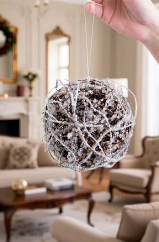 Sunvega Weathered Finish Iron Snowflake Hanging Ball Ornaments for Holiday Decor
