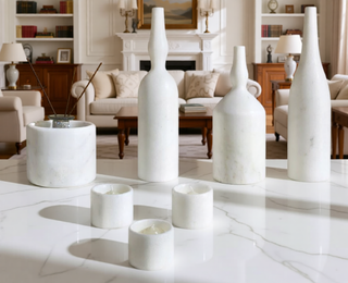 Sunvega Diamond Green Natural Marble Luxury Living Room Accessories 7 Pcs Set