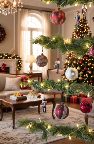 Sunvega Glass Glitter Painted Christmas Ball Ornaments Set of 12 for Holiday Decor