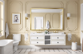Sunvega Metal Framed Rectangle Bathroom Mirror with Anti-Rust Frame and Clear Reflection