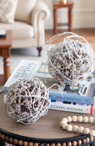 Sunvega Weathered Finish Iron Snowflake Hanging Ball Ornaments for Holiday Decor