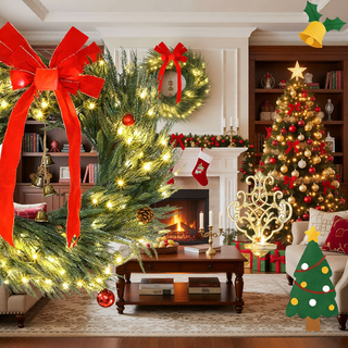 Sunvega Pencil Artificial Xmas Tree with Faux Snow Flocked Full Branch Tips Flame-retardant