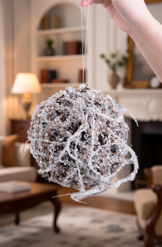 Sunvega Weathered Finish Iron Snowflake Hanging Ball Ornaments for Holiday Decor