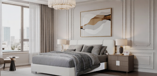 Sunvega Modern Sleek Nightstand with LED Light and Rich Chrome Accents