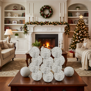 Sunvega Weathered Finish Iron Snowflake Hanging Ball Ornaments for Holiday Decor