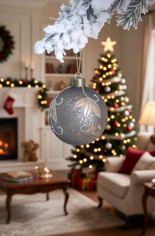 Sunvega Glass Glitter Painted Christmas Ball Ornaments Set of 12 for Holiday Decor