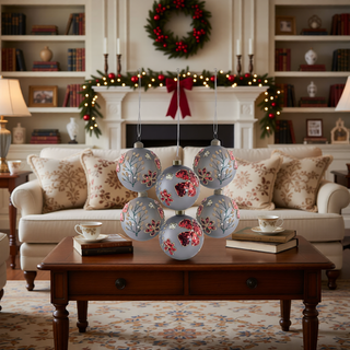 Sunvega Glass Glitter Painted Christmas Ball Ornaments Set of 12 for Holiday Decor