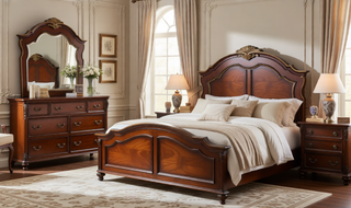 Sunvega Cherry Nightstand with Carved Bun Feet and Velvet Lined Drawer