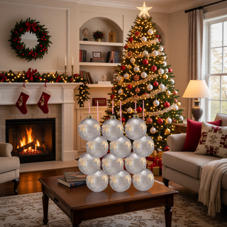 Sunvega Glass Glitter Painted Christmas Ball Ornaments Set of 12 for Holiday Decor