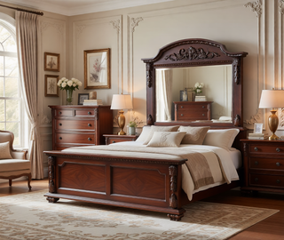 Sunvega Cherry Wood Night Stand with Two Smooth Ball Bearing Drawers