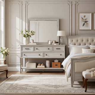 Sunvega Contemporary Dresser with Spacious Drawers and Geometric Design Legs