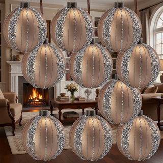 Sunvega Glass Glitter Painted Christmas Ball Ornaments Set of 12 for Holiday Decor