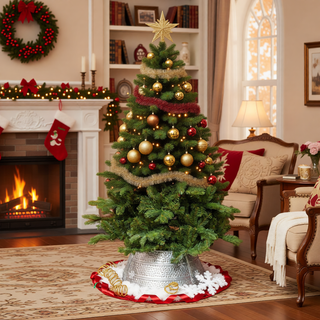 Sunvega Pencil Artificial Xmas Tree with Faux Snow Flocked Full Branch Tips Flame-retardant
