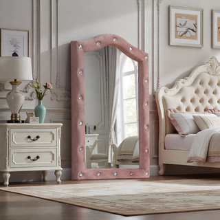 Sunvega Stylish Upholstered Fabric Chest with Arched Headboard and Drawers