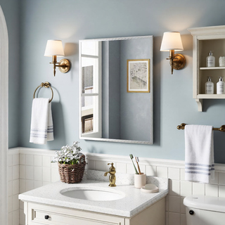 Sunvega 32-inch Aluminum Silver Bathroom Mirror with Durable Frame and Sleek Finish