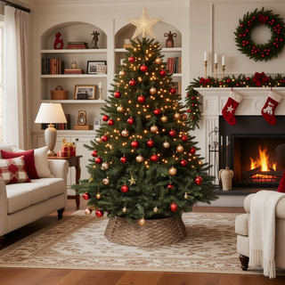 Sunvega Pencil Artificial Xmas Tree with Faux Snow Flocked Full Branch Tips Flame-retardant