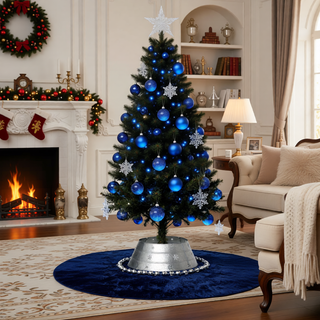 Sunvega Pencil Artificial Xmas Tree with Faux Snow Flocked Full Branch Tips Flame-retardant