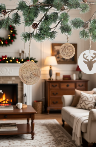 Sunvega Weathered Finish Iron Snowflake Hanging Ball Ornaments for Holiday Decor
