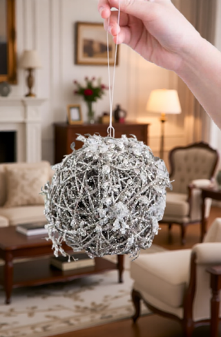 Sunvega Weathered Finish Iron Snowflake Hanging Ball Ornaments for Holiday Decor