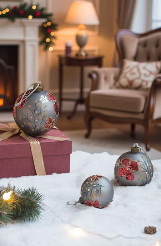 Sunvega Glass Glitter Painted Christmas Ball Ornaments Set of 12 for Holiday Decor