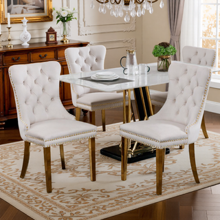 Sunvega Modern High-end Tufted Velvet Upholstered Dining Chair with Chrome Legs and Nailhead Trim
