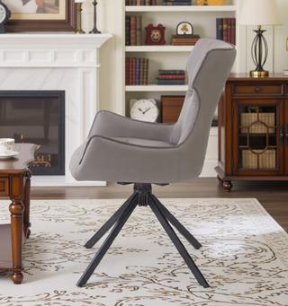 Sunvega Brown Chenille Swivel Side Chair with Padded Seat and Back Cushion