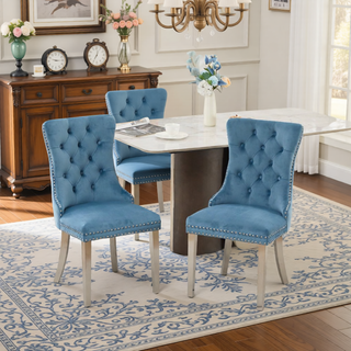Sunvega Modern High-end Tufted Velvet Upholstered Dining Chair with Chrome Legs and Nailhead Trim