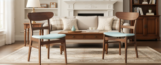 Sunvega Mid-Century Modern Upholstered Dining Chairs with Rubberwood Legs Set of 2