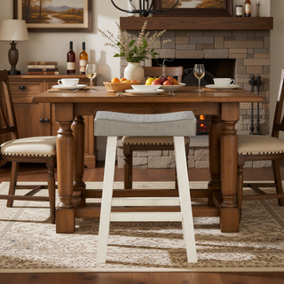 Sunvega 4-Piece Counter Height Dining Set with Table and 3 Stools in White and Coffee