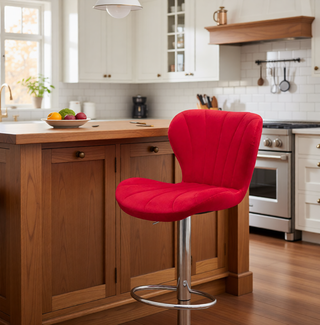 Sunvega Gray Upholstered Adjustable Swivel Barstools with Bucket Seat in Set of 2