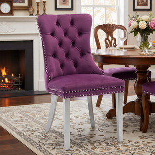 Sunvega Modern High-end Tufted Velvet Upholstered Dining Chair with Chrome Legs and Nailhead Trim