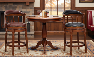 Sunvega Cow Top Leather Swivel Bar Stool with Wooden Back for Kitchen Dining