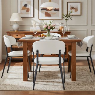 Sunvega Modern Upholstered Leatherette Dining Chair with Grey Metal Frame