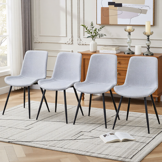 Sunvega Light Gray Artificial Leather Dining Chair with Curved Widened Cushion