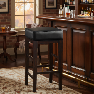 Sunvega Antique Gray Finish Solid Wood Frame Counter Height Stools Set of 2