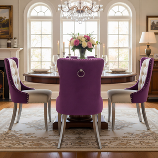 Sunvega Modern High-end Tufted Velvet Upholstered Dining Chair with Chrome Legs and Nailhead Trim