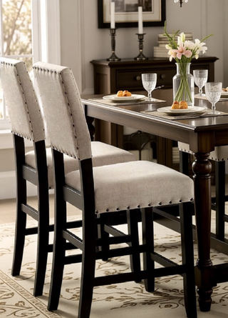 Sunvega Antique Black Bold Distressed Solid Wood Counter Height Bar Table