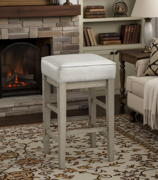 Sunvega Antique Gray Finish Solid Wood Frame Counter Height Stools Set of 2