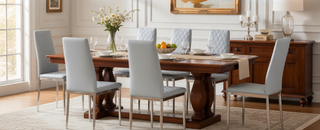 Sunvega Modern Minimalist Dining Chairs Set of 4 with PU Seat and Silver Metal Legs