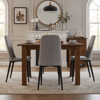 Sunvega Modern PU Leather Dining Chairs with Thick Soft Cushions and Black Metal Legs