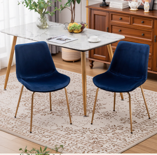 Sunvega Modern Velvet Dining Chair Set of 2 with Golden Plated Legs and Soft Velvet Upholstery