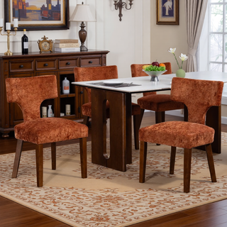Sunvega Mid Century Modern Dining Chairs Set of 2 with Chenille Fabric and Hardwood Frame