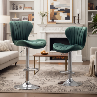 Sunvega Gray Upholstered Adjustable Swivel Barstools with Bucket Seat in Set of 2