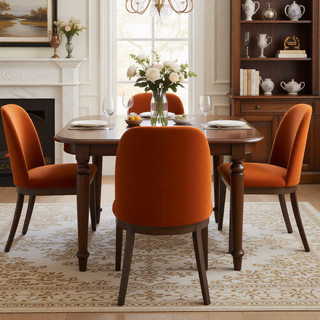 Sunvega Navy Blue Velvet Dining Chair Set of 2 with Solid Wood Legs